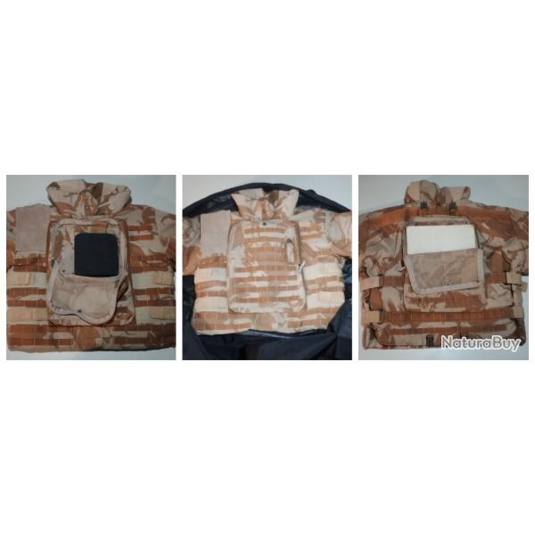 GILET PARE BALLES DESERT TOUT EN KEVLAR T3 + PLAQUES NIJ4 et NIJ3 DANS SOLIDE SAC DE L'ARMEE