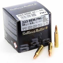 MUNITIONS SELLIER & BELLOT CALIBRE 223 REM FMJ 55gr - 3.6g x1000 (Vrac) 