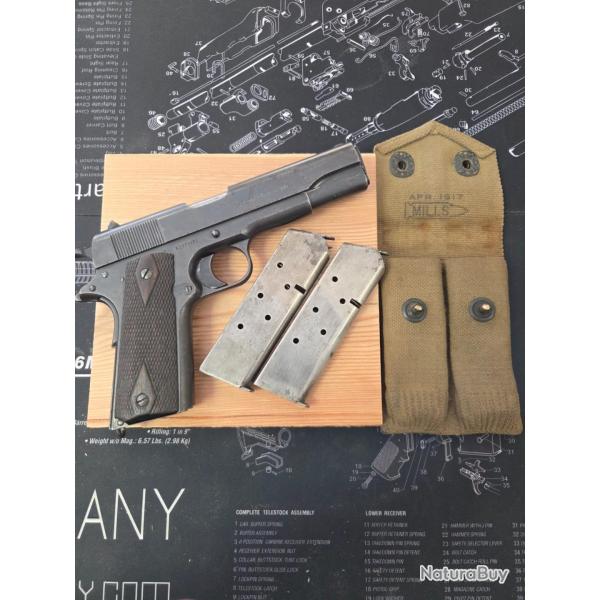 COLT 1911 U.S. ARMY - FABRICATION 1918 - AUTHENTIQUE WW1