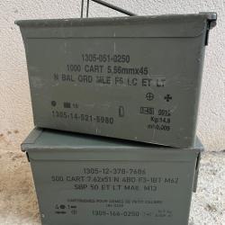 Lot de deux caisses &agrave; munitions vides kaki