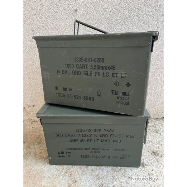 Lot de deux caisses � munitions vides kaki