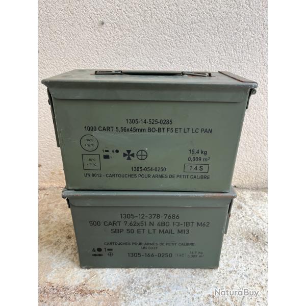 Lot de deux caisses � munitions vides en m�tal