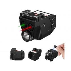 Lampe et Dual Laser Vert et Rouge Tactique et D&eacute;fense