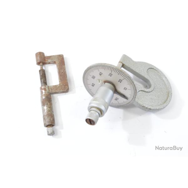 Lot de deux outils de mesure, palmer microm�tre. Dont un � nettoyer. Outilleur armurier usineur