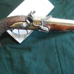 Beau Pistolet &agrave; Silex 18&egrave; D'officier De Marine