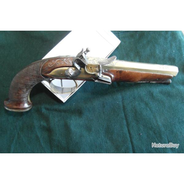 Beau Pistolet � Silex 18� D'officier De Marine