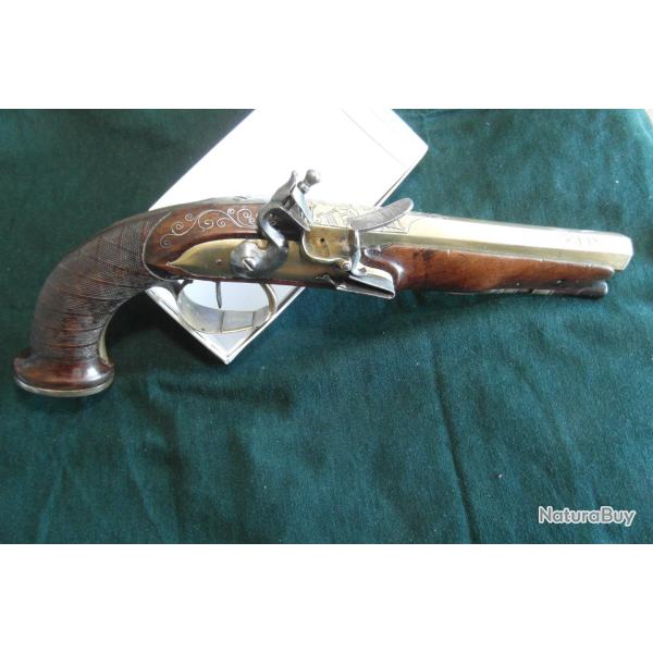 Beau Pistolet � Silex 18� D'officier De Marine