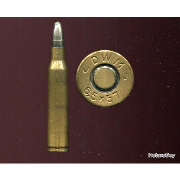6.5 x 57 MAUSER - marque : DWM  6.5 x 57 - courte balle nickel � d�crochement pte pomb