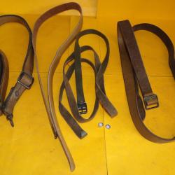 LOT DE 4 SANGLES  EN CUIR TYPE POUR BRETELLE A MAT 49 OU POUR REPARATIONS DIVERSES , LARGEURS ET LON