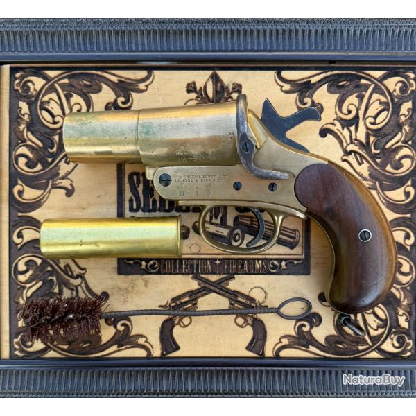 pistolet lance-fus�e WEBLEY & SCOTT Mk III - London & Birmingham - canon miroir - avec �couvillon