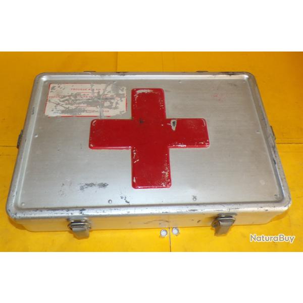 TROUSSE DE SECOURS D'URGENCE EN ALUMINIUM AVEC COMPARTIMENT INTERIEUR  , FABRICATION FRANCAISE , POI