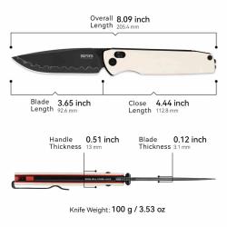 Couteau SRM 258L-GT2 Terrier Lame Acier 140Cr Noir Manche G10 Ivory Ambi-Lock SRM258LGT2