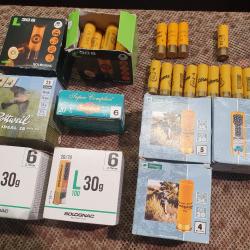 lot de 191 cartouches cal 20  / 67 - 70 BOURRE A JUPE de marque TUNET SOLOGNAC ROTTWEIL VOUZELAUD