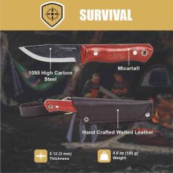 Couteau Condor Mini Firewater Lame Acier Carbone 1095 Manche Micarta Etui Cuir Salvador CTK39813HC -