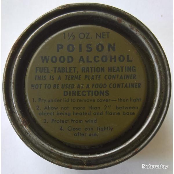 Boite r�chaud ration WOOD ALCOHOL US WW2