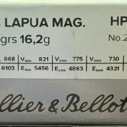 Cartouches Sellier & Bellot calibre 338 LAPUA MAG HPBT 250gr 16.2g x10