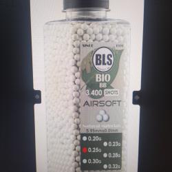 BLS billes airsoft bio pr&eacute;cision 6 mm biod&eacute;gradable 0.25g 3400 billes