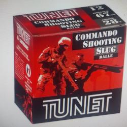 Tunet pack commando shooting slug 100 munitions calibre 12/67 28g culot 12 balle jupe