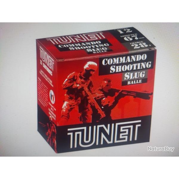 Tunet pack commando shooting slug 100 munitions calibre 12/67 28g culot 12 balle jupe