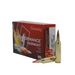 BOITE X20 MUNITIONS HORNADY SUPERFORMANCE VARMINT 243 WIN 58GR V-MAX