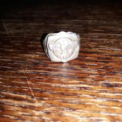 RUPTURED DUCK BAGUE ARGENT US VETERANT BLESSE DE GUERRE AVEC INITIAL GRAVEE