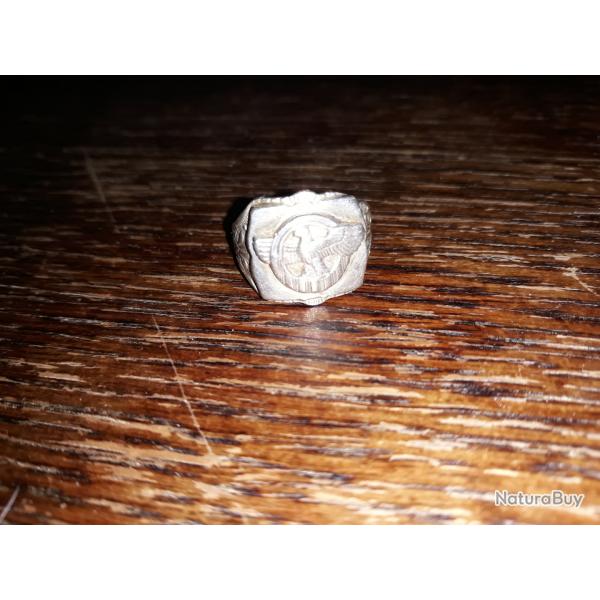 RUPTURED DUCK BAGUE ARGENT US VETERANT BLESSE DE GUERRE AVEC INITIAL GRAVEE