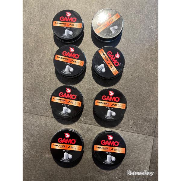 LOT 8 BOITES 200 PLOMBS GAMO G-HAMMER POWER HEAVY - 4,5MM / 1,0g