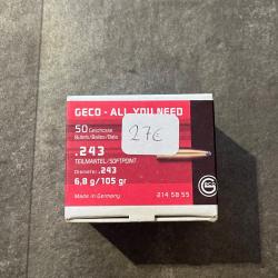 50 ogives Geco softpoint 243 6.8g / 105gr