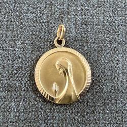 Ancienne m&eacute;daille or massif 14 carats - Marie - catholique - Chr&eacute;tien - pendentif art d&eacute;co