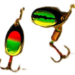 Cuillers tournantes pour truites, perches et autres carnassiers -3,40 gr.-  2 pi&egrave;ces