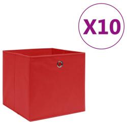 Bo&icirc;tes de rangement 10 pcs Tissu intiss&eacute; 28x28x28 cm Rouge