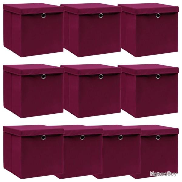 Bo�tes de rangement 10 pcs Rouge fonc� 32x32x32 cm Tissu