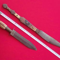 LOT DE 2 COUTEAUX ANCIENS NAVAJA GRAND FORMAT