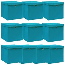 Bo&icirc;tes de rangement et couvercles 10 pcs Bleu 32x32x32 cm Tissu