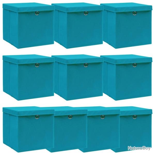 Bo�tes de rangement et couvercles 10 pcs Bleu 32x32x32 cm Tissu