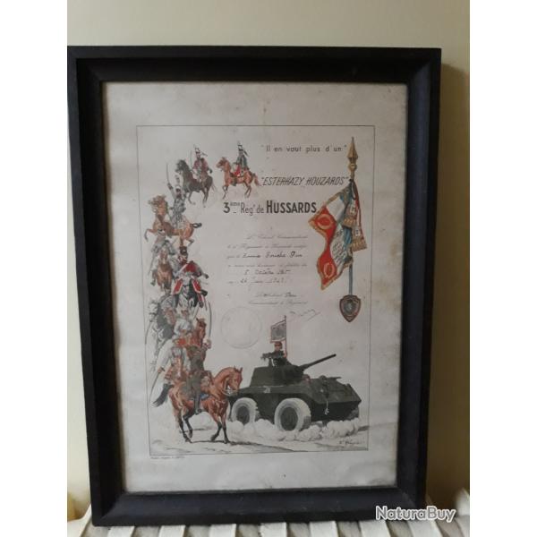 Regiment 3eme de Hussards .Cadre militaire Histoire WW 2 honneur et fidelit� au 3 reg