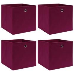 Bo&icirc;tes de rangement 4 pcs Rouge fonc&eacute; 32x32x32 cm Tissu