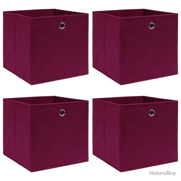 Bo�tes de rangement 4 pcs Rouge fonc� 32x32x32 cm Tissu