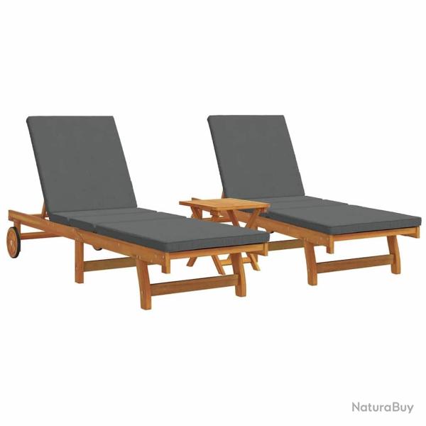 Transat 2-personne 3 pcs Marron Bois d'Acacia Massif