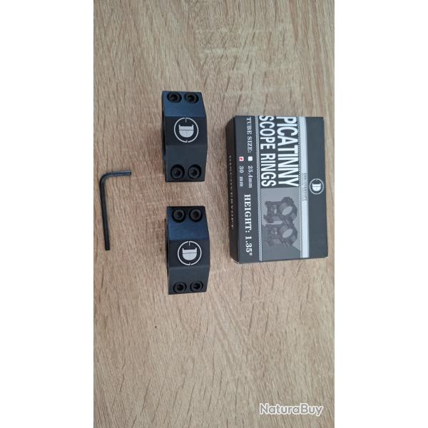 Anneaux de montage Lunette DiscoveryOpt 30mm de diametre pour rail picatinny 21mm