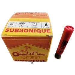 Cartouches TUNET OPEN 410 mag Subsonique 410/76mm 17g bj n&deg;6 x25