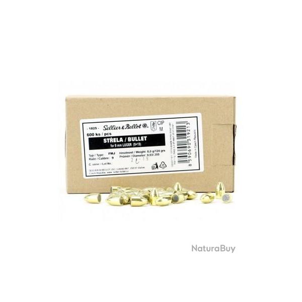 Ogives Sellier & Bellot calibre 9 para FMJ 8g 124grs x600