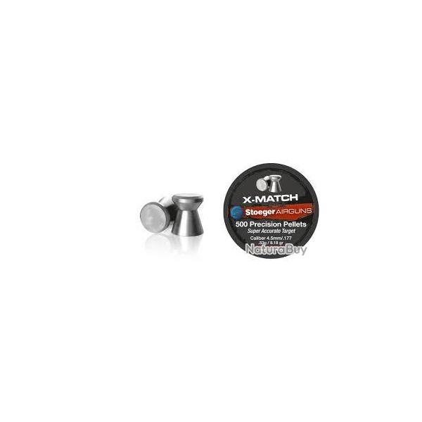 Plombs STOEGER X-MATCH t�te plate calibre 4.5mm 53 g 8.18gr x500