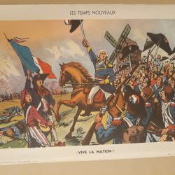 Histoire de France affiche d ecole ancienne double face .La charge de reichshoffen et vive la nation