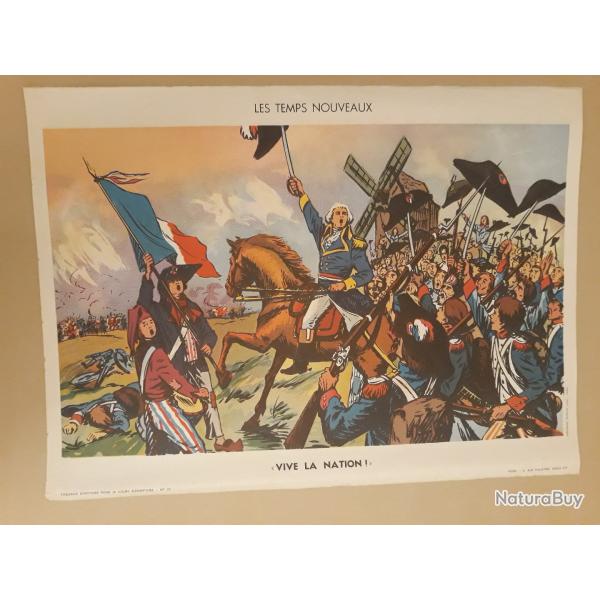 Histoire de France affiche d ecole ancienne double face .La charge de reichshoffen et vive la nation