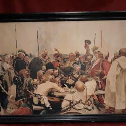 Les Cosaques zaporogues &eacute;crivant une lettre au sultan Mahmoud IV de Turquie.Collection Encadr&egrave;