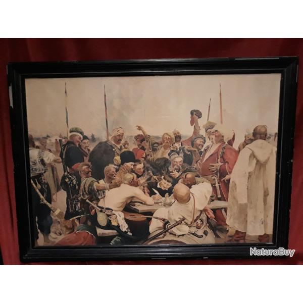 Les Cosaques zaporogues �crivant une lettre au sultan Mahmoud IV de Turquie.Collection Encadr�