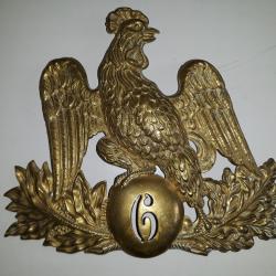 Plaque de shako 1838 officier du 6 regiment d infanterie de ligne en laiton dor&egrave;