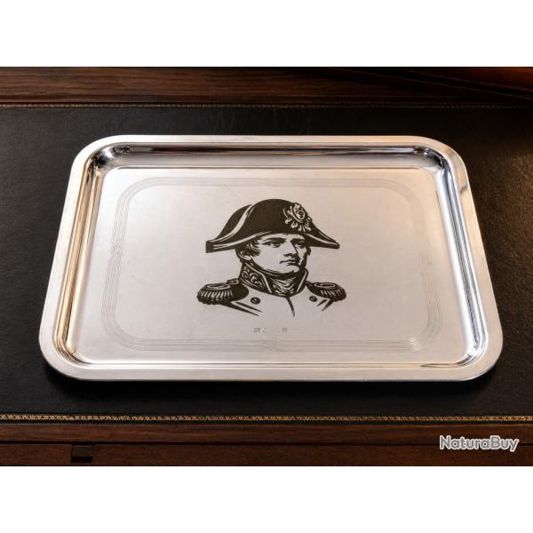 Plateau Christofle m�tal argent� Napol�on Bonaparte 20cm - vide-poche Empire