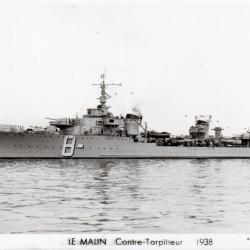 Carte postale LE MALIN Contre-Torpilleur 1938 -N&deg;7940